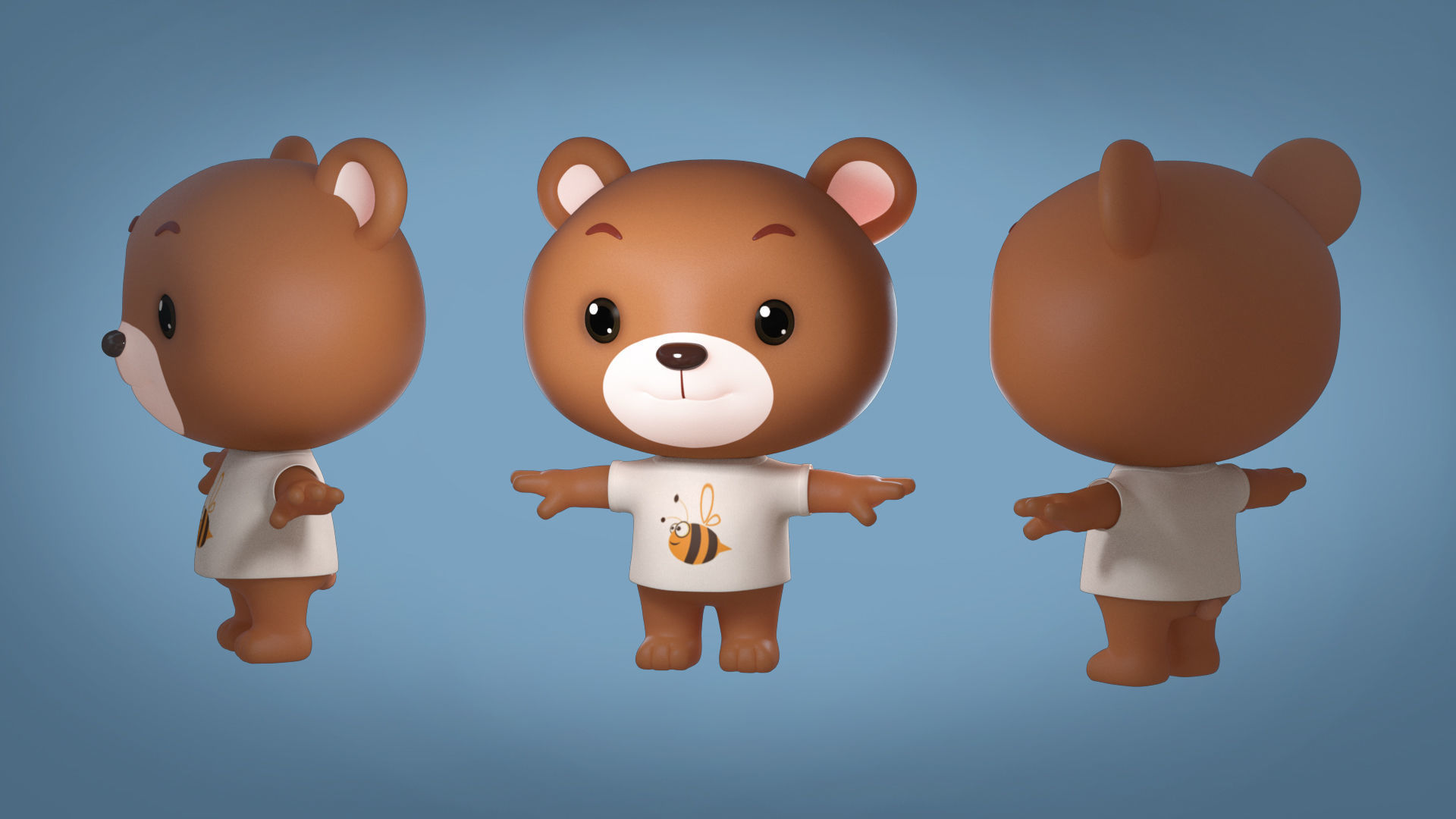 Bear 3D model wearing t - shirt 3D model_1