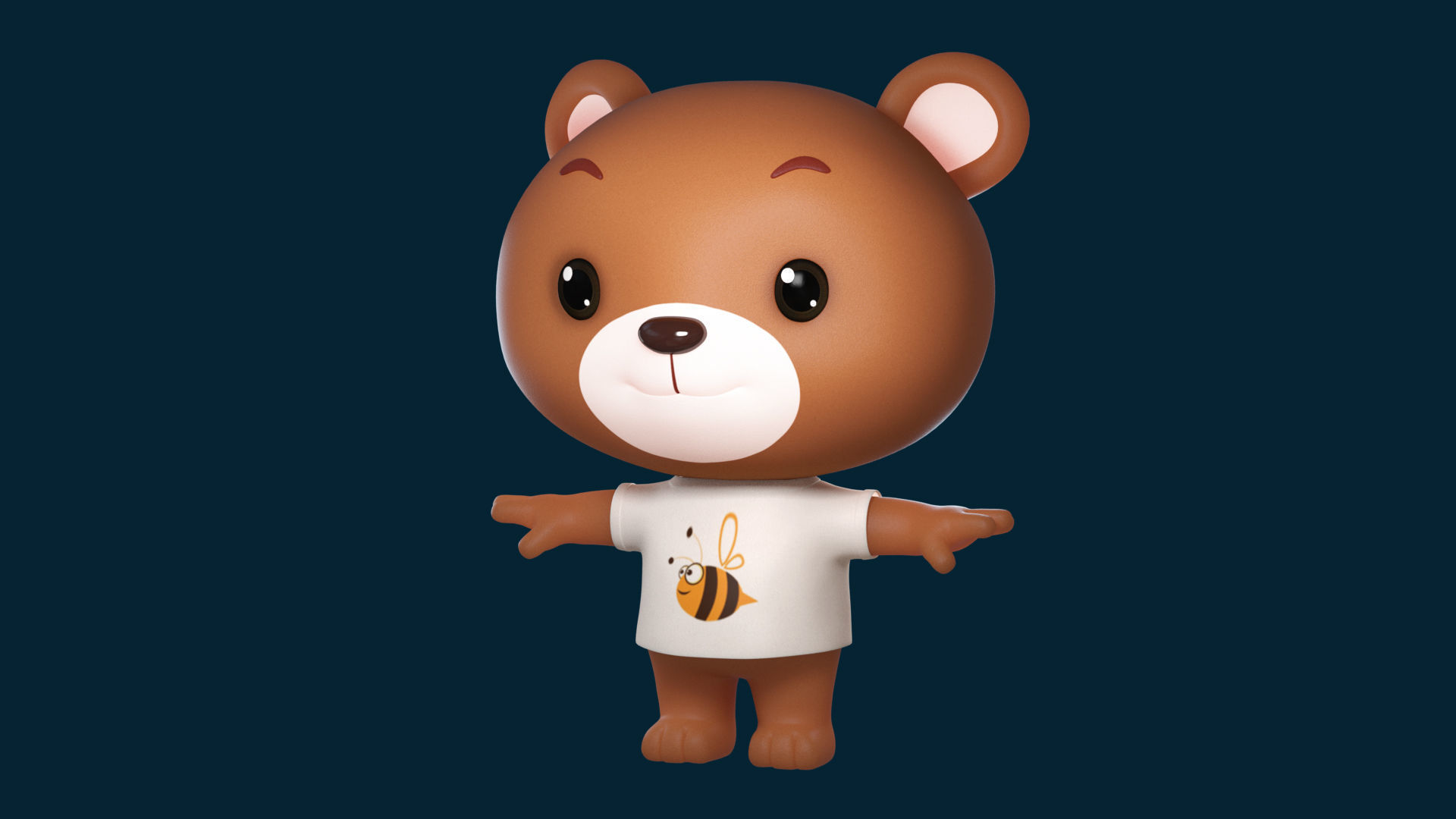 Bear 3D model wearing t - shirt 3D model_4