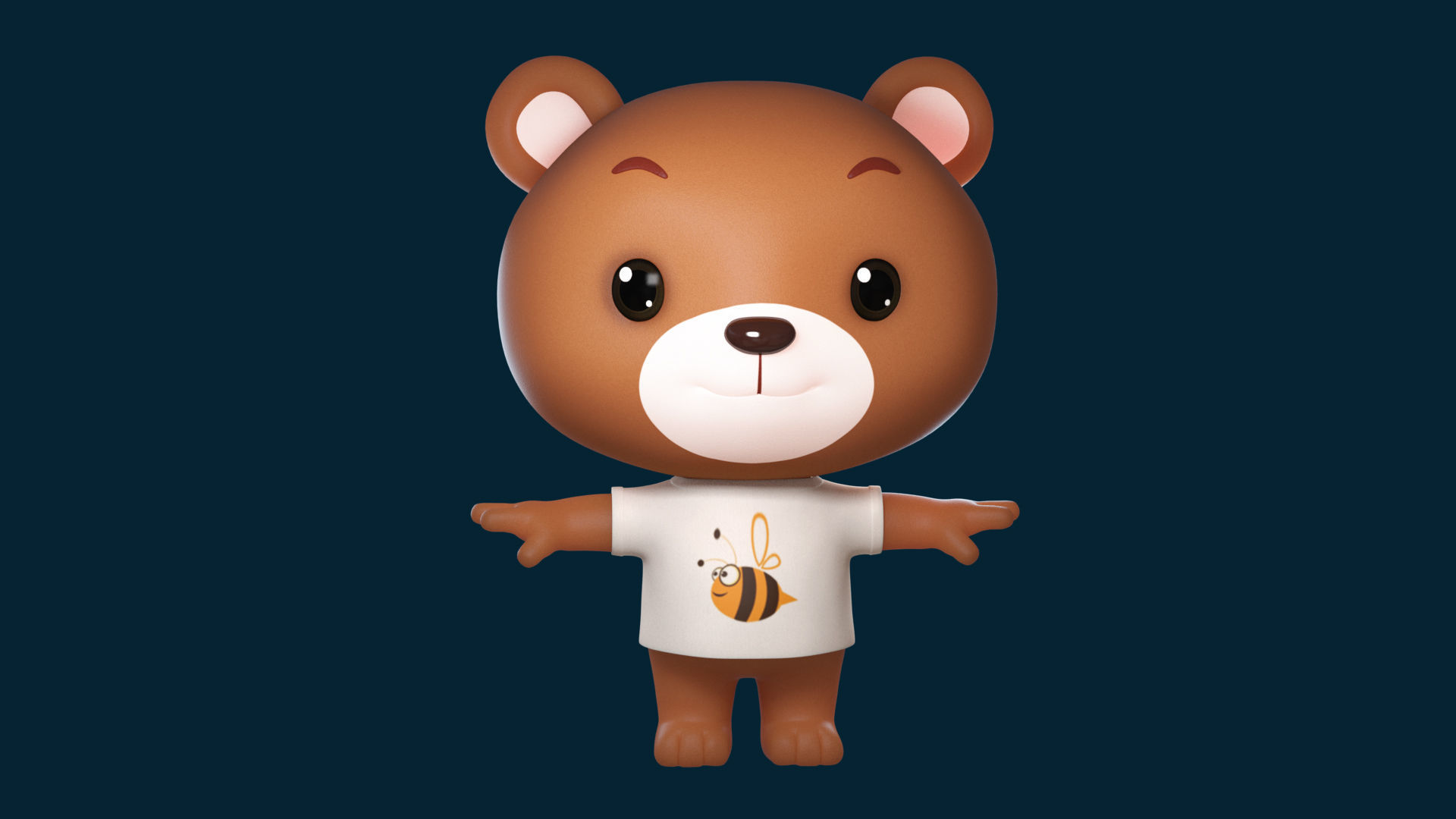 Bear 3D model wearing t - shirt 3D model_3