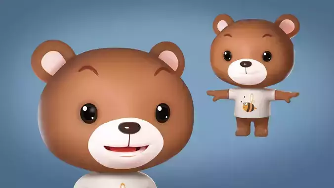 Bear 3D model wearing t - shirt