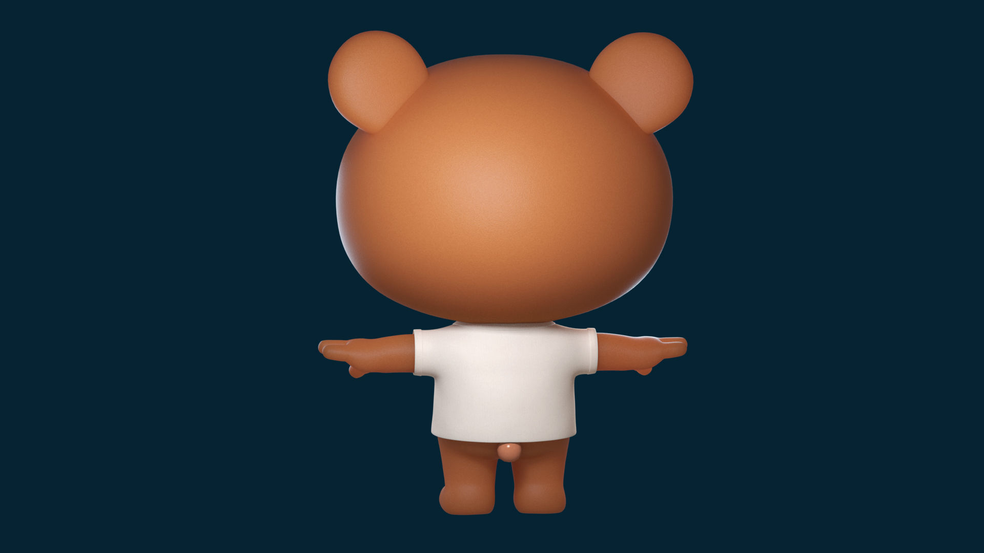 Bear 3D model wearing t - shirt 3D model_5