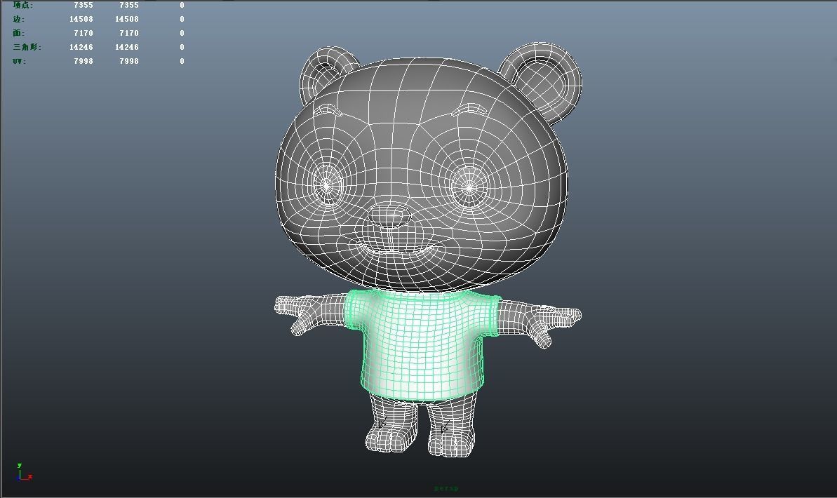 Bear 3D model wearing t - shirt 3D model_9