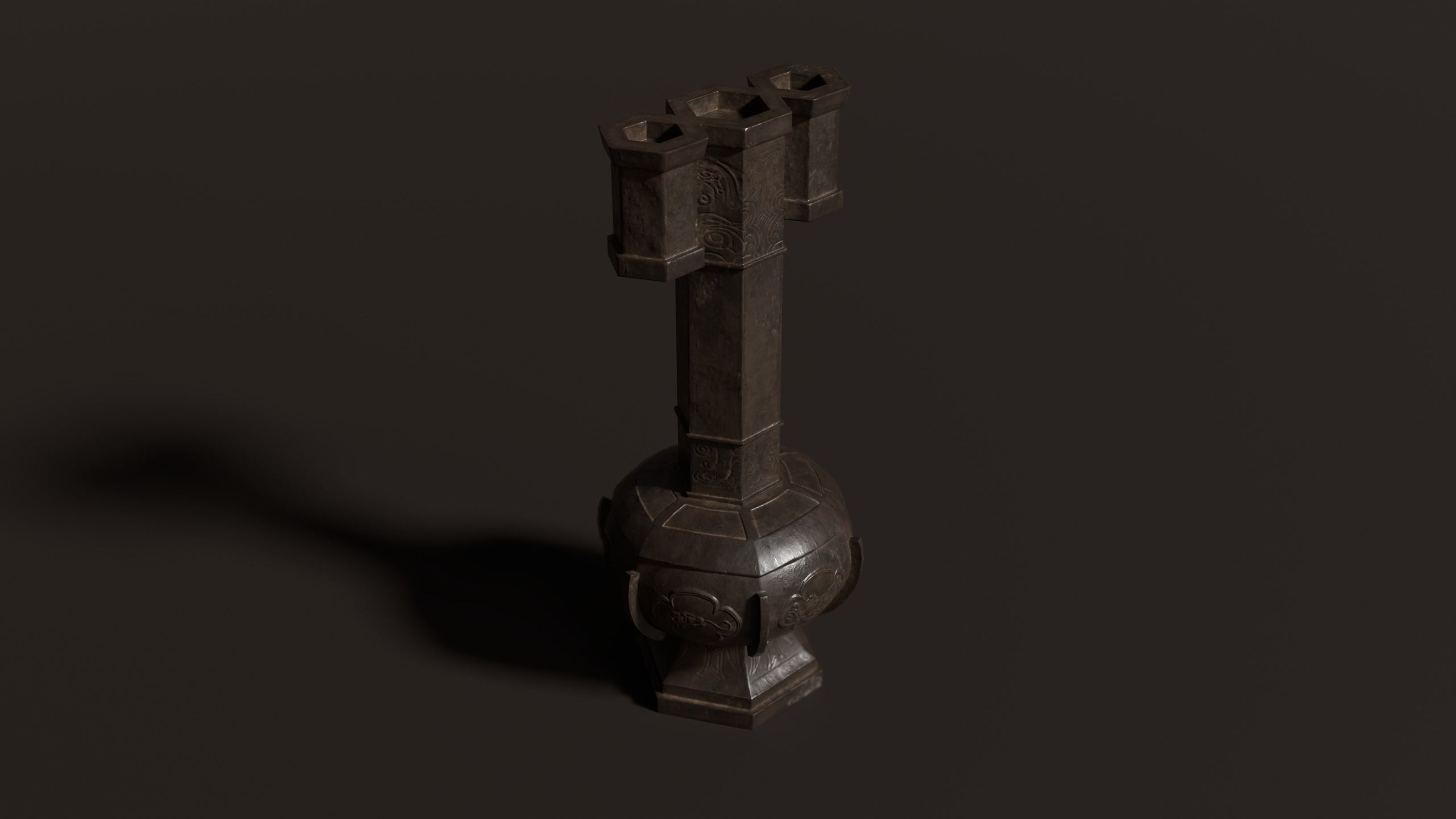 3D Antique Chinese Vase Bronze Low-poly 3D model_2