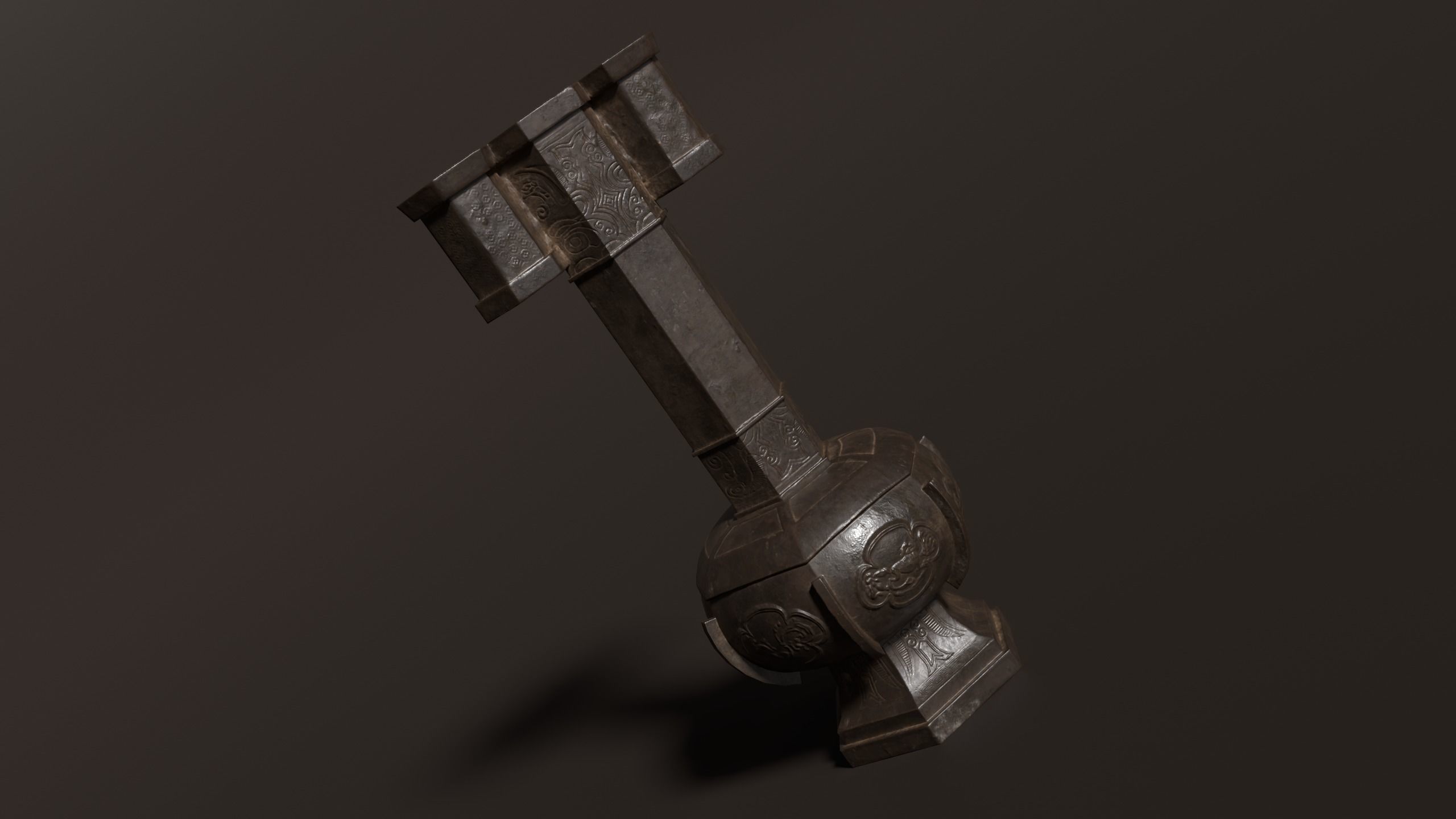 3D Antique Chinese Vase Bronze Low-poly 3D model_3