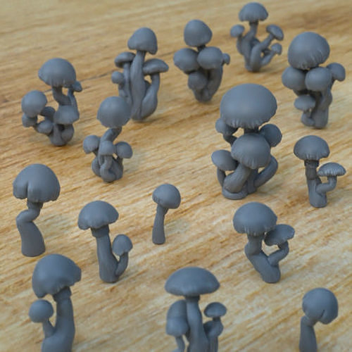 10 ROUNDCAP MUSHRROMS FOR TERRAIN DIORAMA TABLETOP 1-35 3D print model