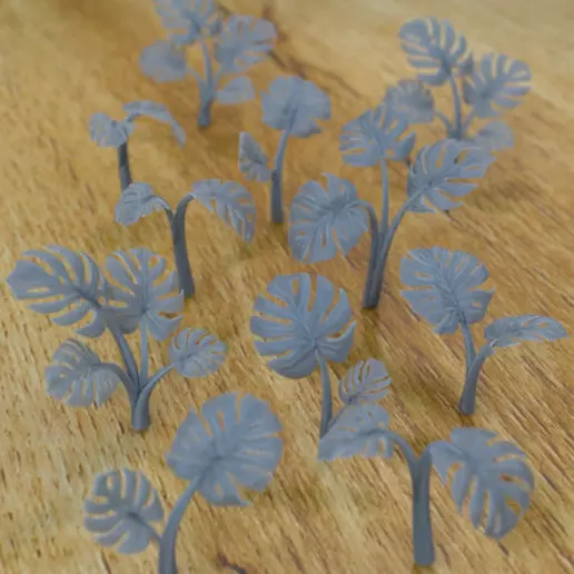 6 MONSTERA PLANTS FOR TERRAIN DIORAMA TABLETOP 1-35 3D print model_0