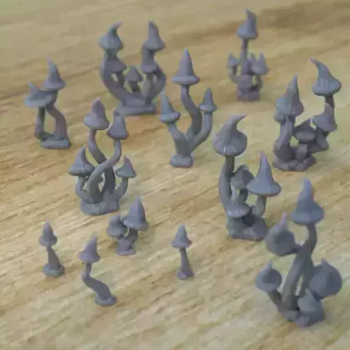 10 POINTY MUSHROOMS FOR TERRAIN DIORAMA TABLETOP 1-35