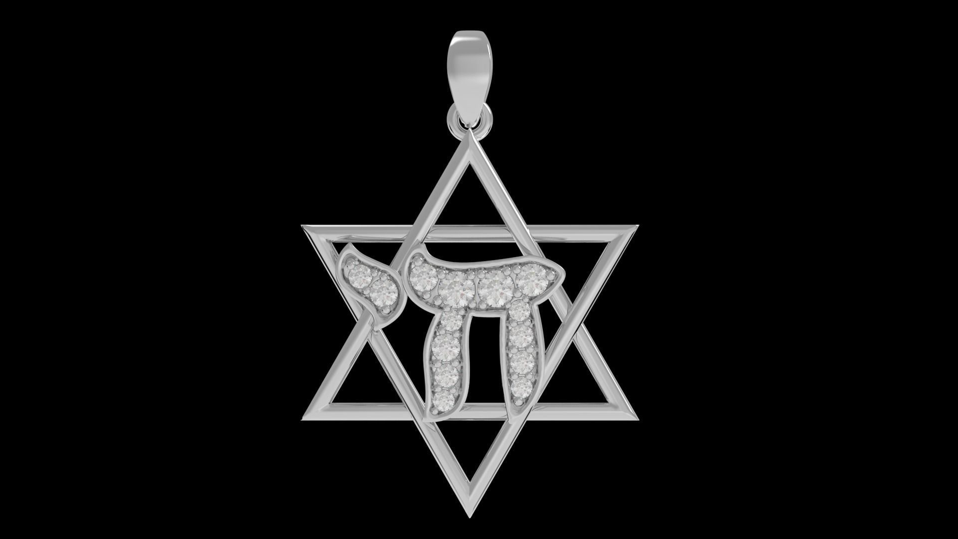 Star of David with Chai Pendant 3D print model_7