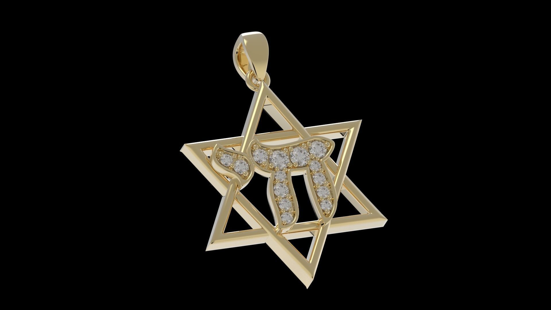 Star of David with Chai Pendant 3D print model_5