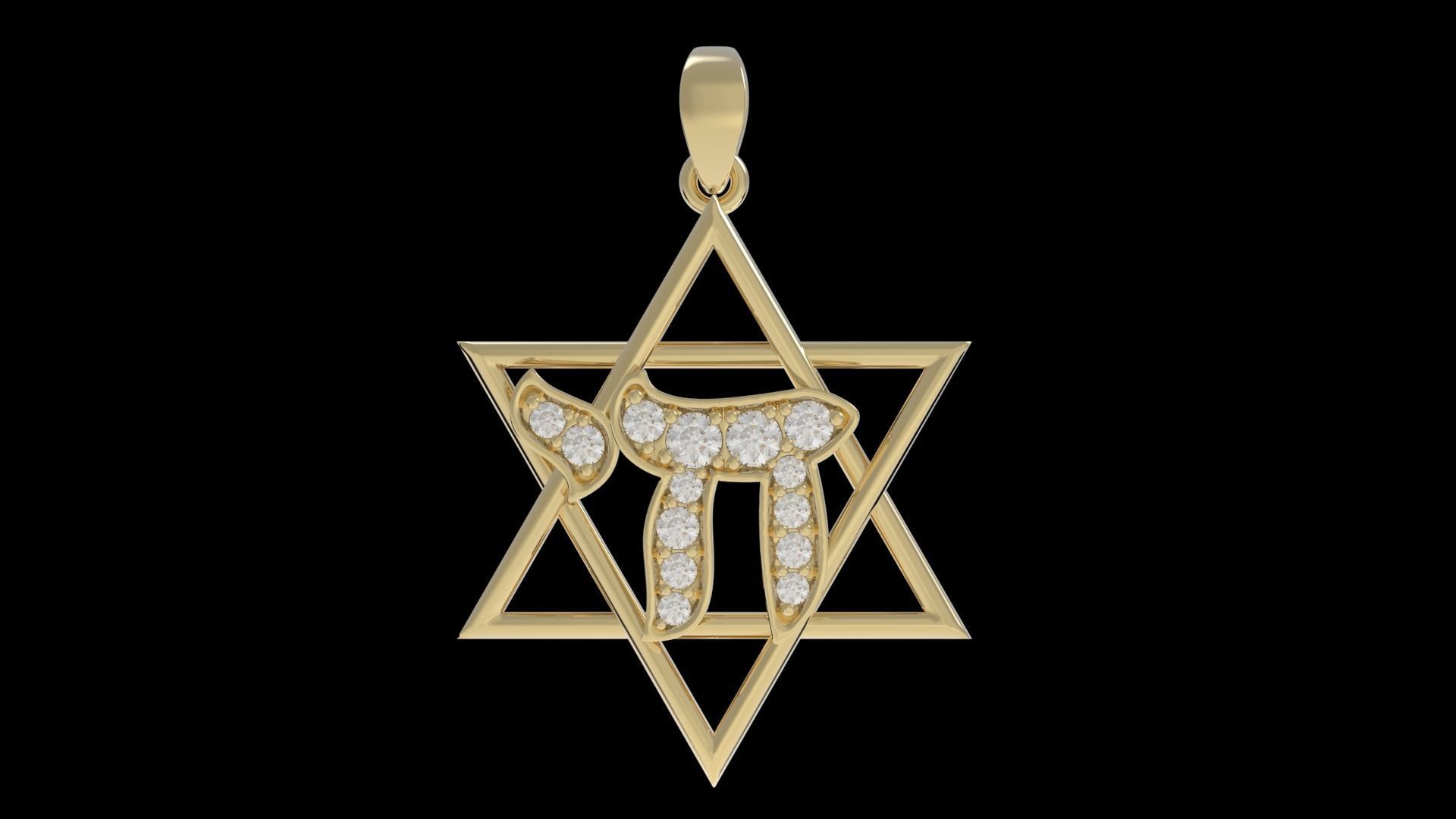 Star of David with Chai Pendant 3D print model_8