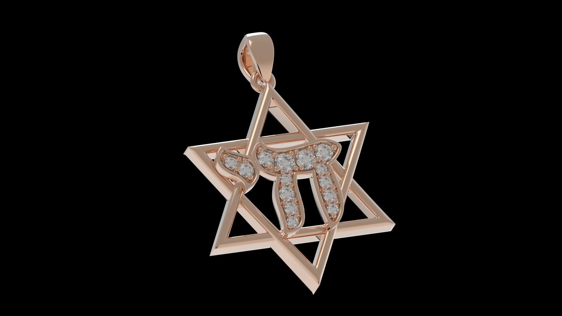 Star of David with Chai Pendant 3D print model_4