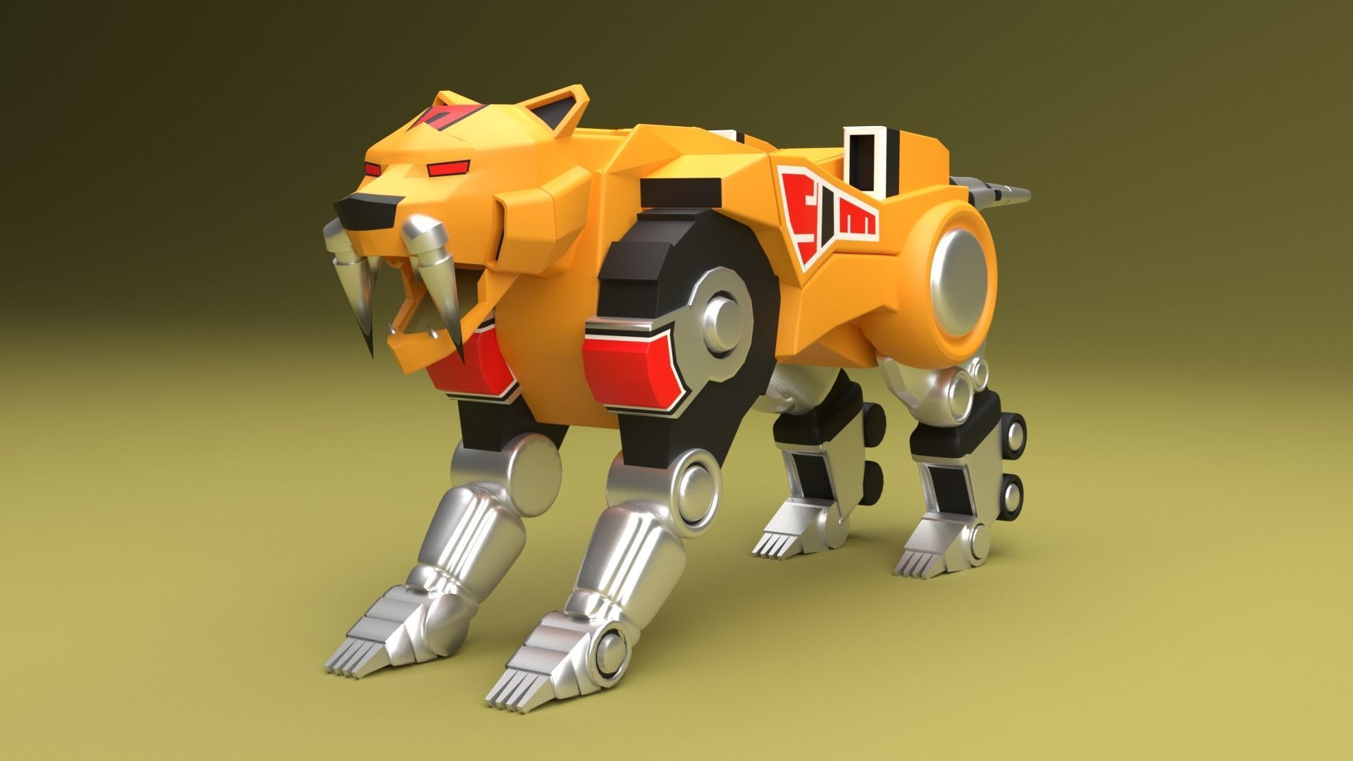 Sabertooth Tiger Dinozord - Power Ranger 3D model_1