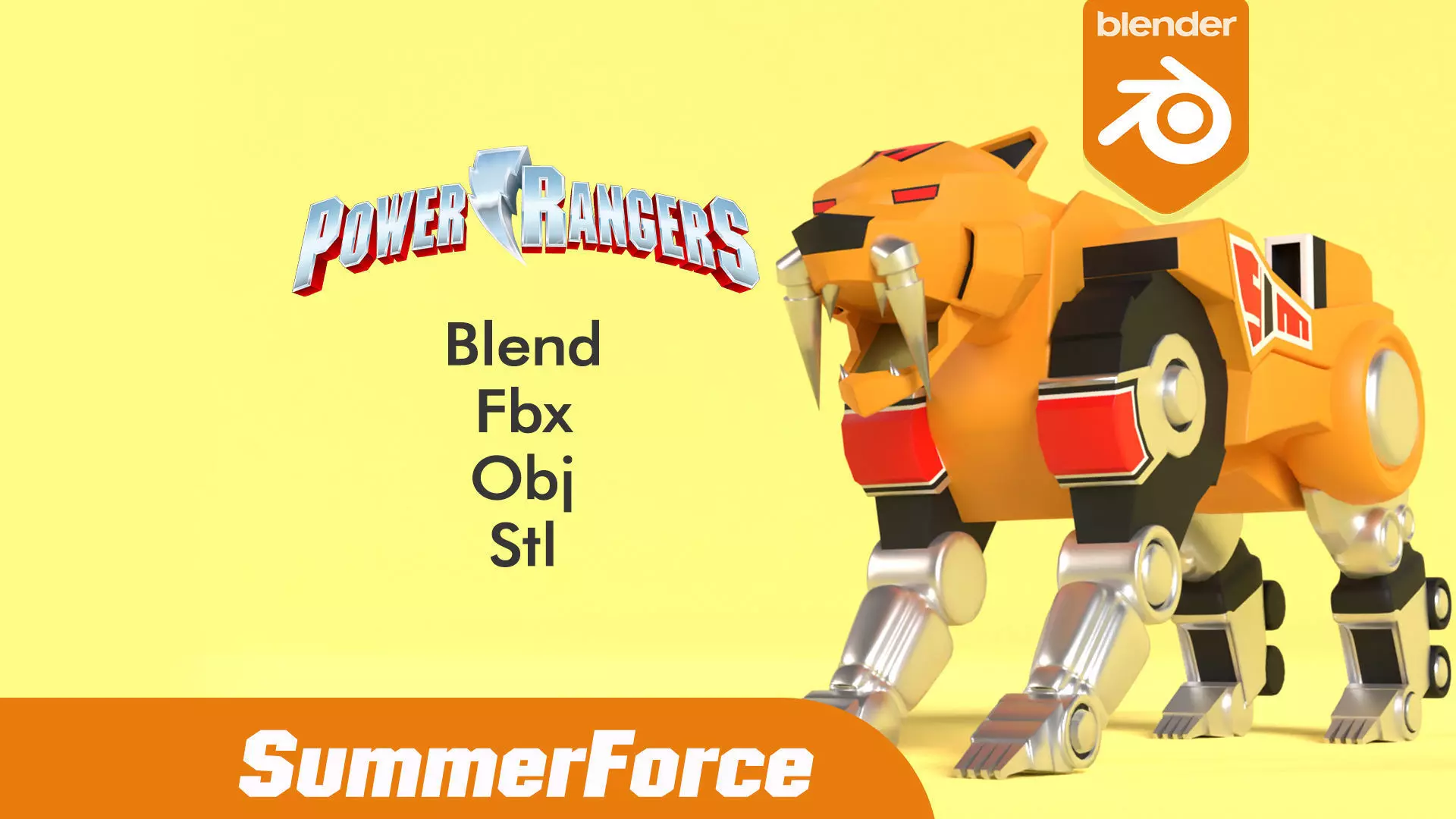 Sabertooth Tiger Dinozord - Power Ranger 3D model_0