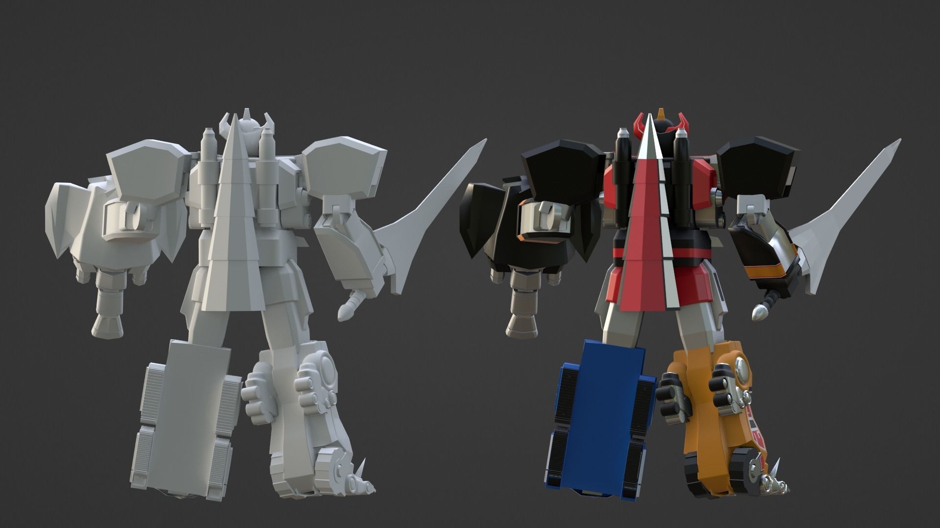 Megazord Battle Mode - Power Ranger Low-poly 3D model_16