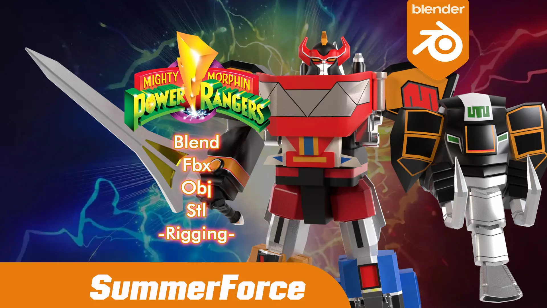 Megazord Battle Mode - Power Ranger Low-poly 3D model_0