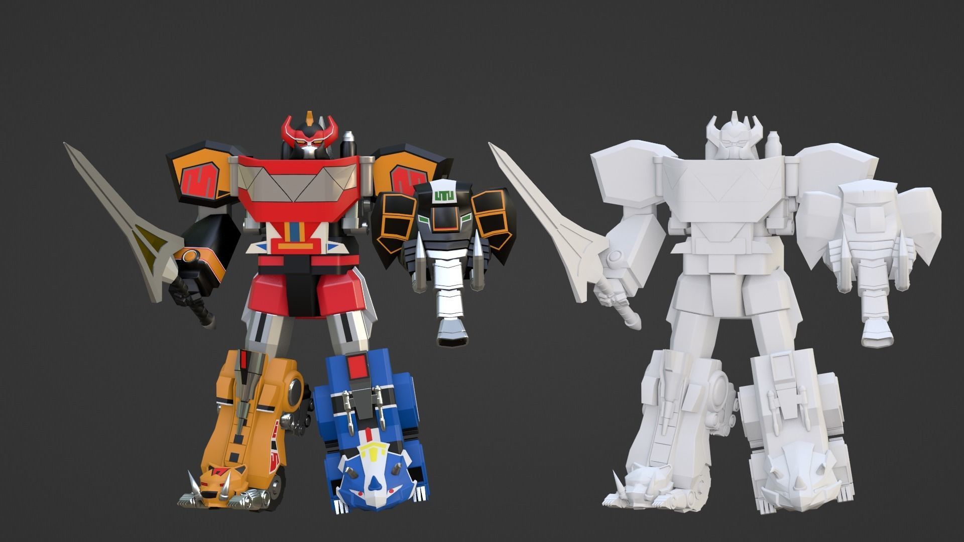 Megazord Battle Mode - Power Ranger Low-poly 3D model_15