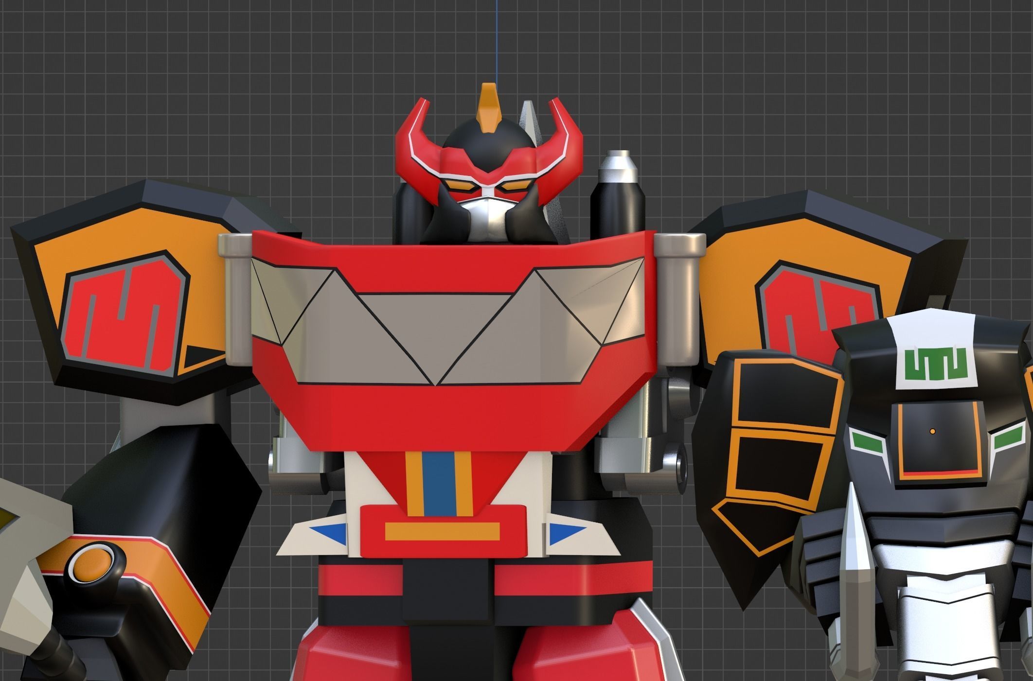 Megazord Battle Mode - Power Ranger Low-poly 3D model_7