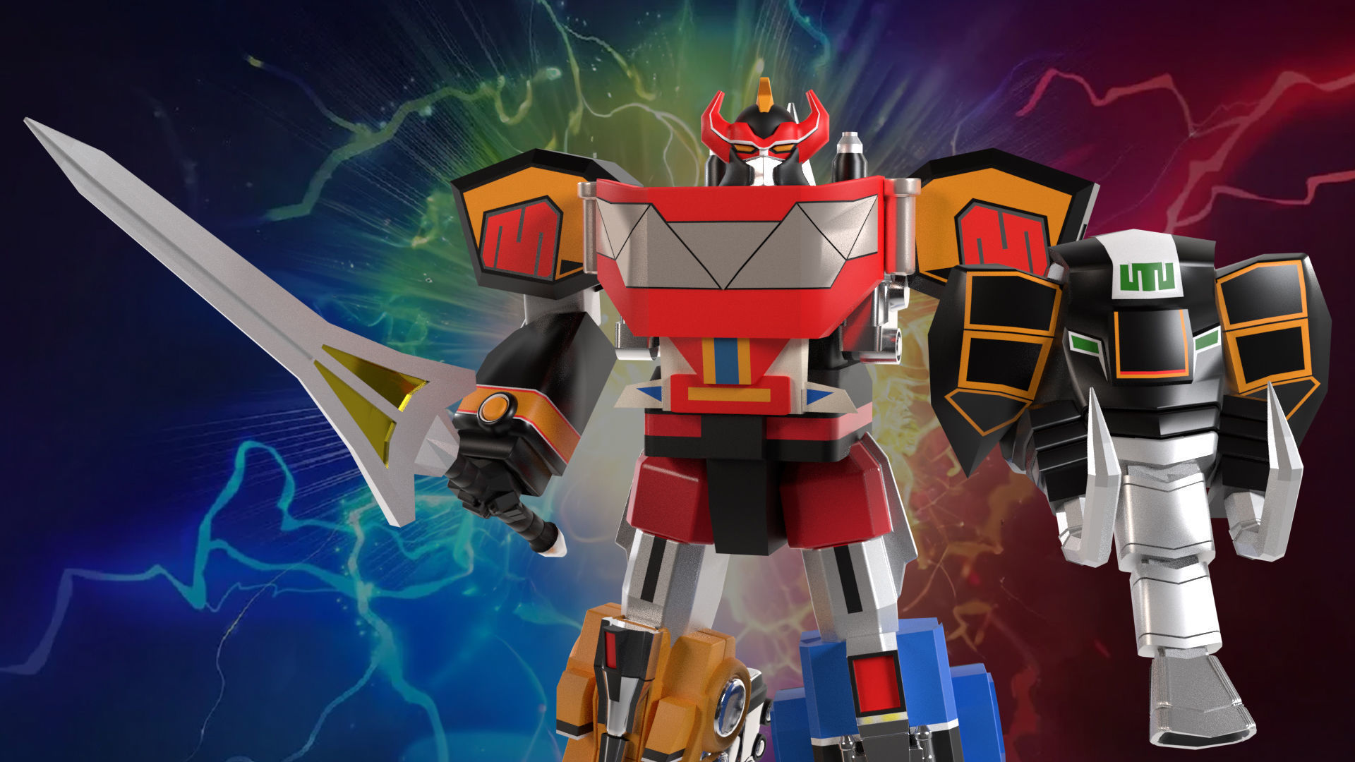 Megazord Battle Mode - Power Ranger Low-poly 3D model_1