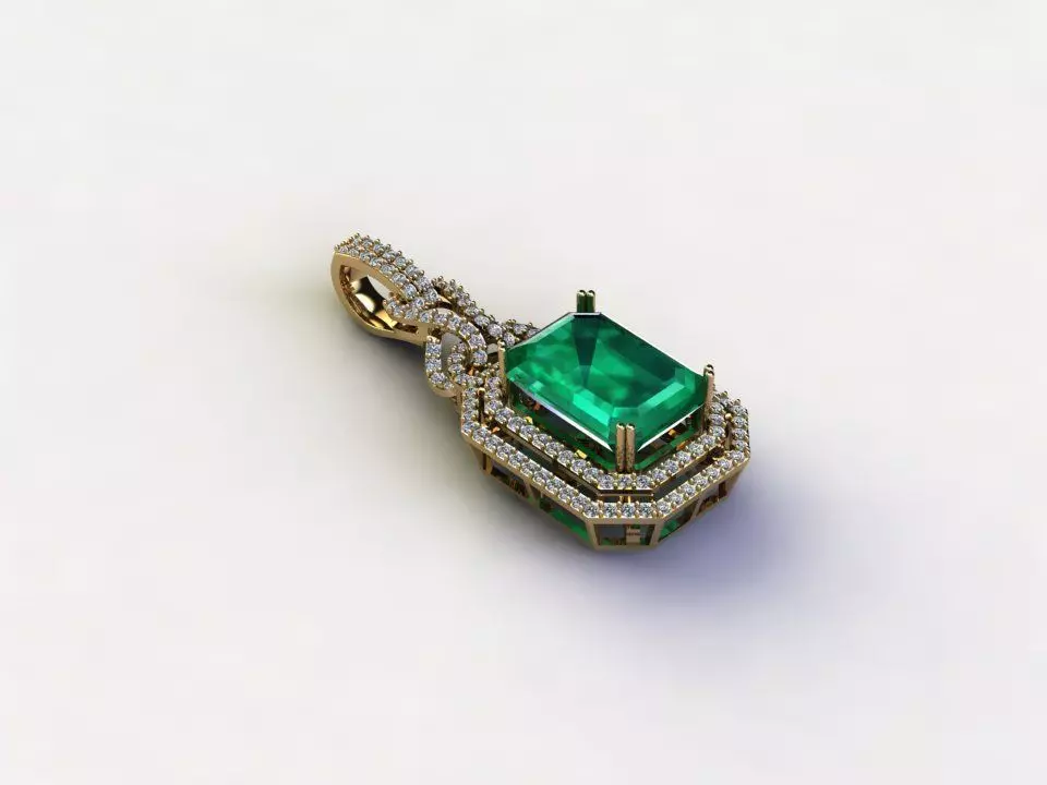 women pendant with gem 3D model