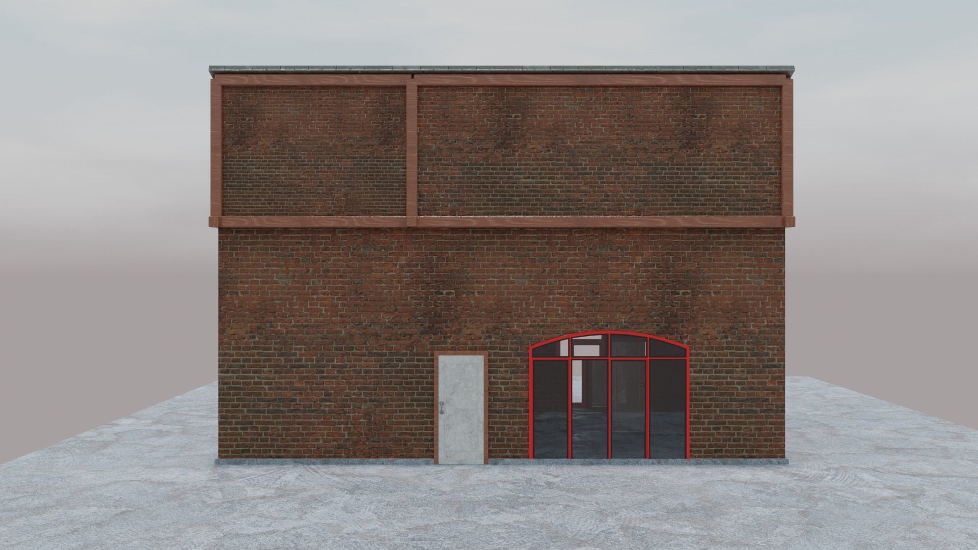 Two Floor Brick House - Only Exterior Low-poly 3D model_2