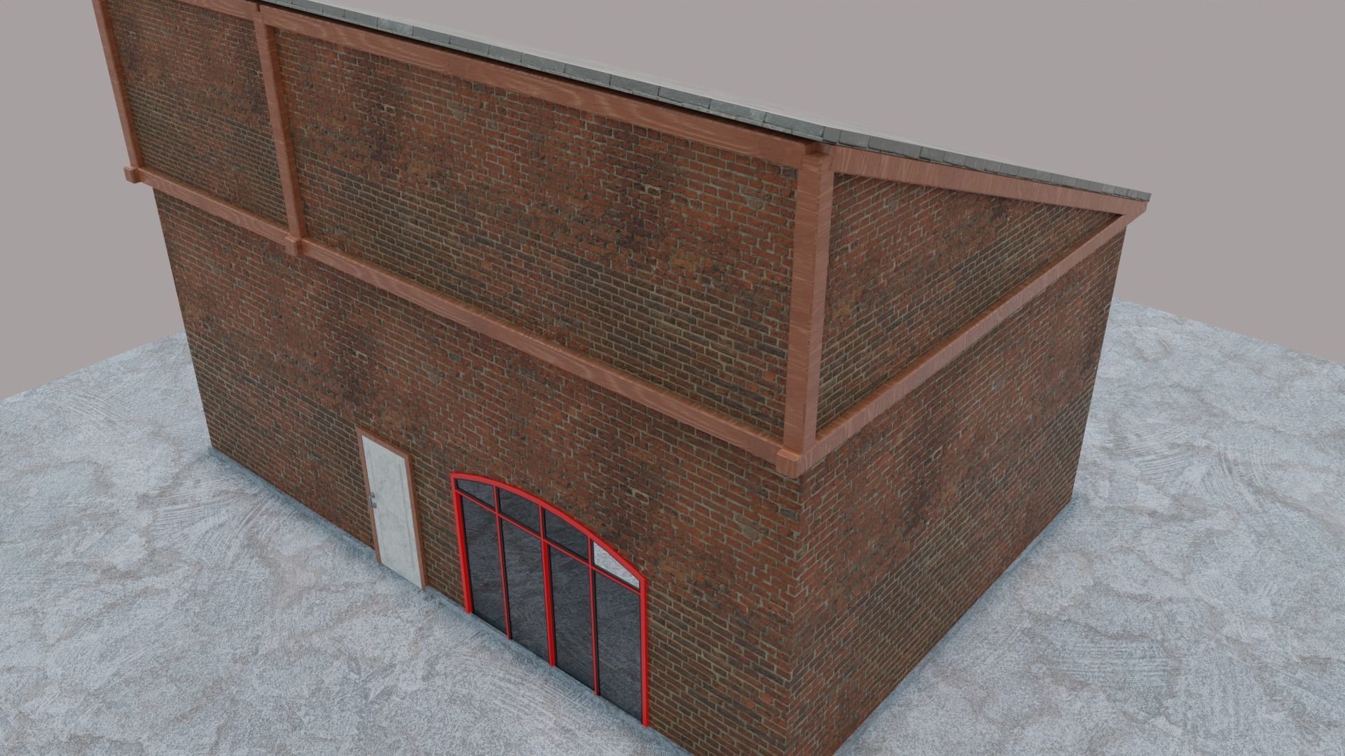 Two Floor Brick House - Only Exterior Low-poly 3D model_6