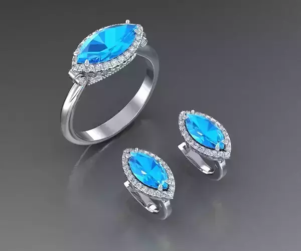 Engagement ring and earring set