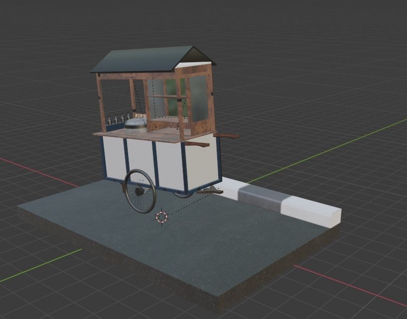 Street food cart Low-poly 3D model_5