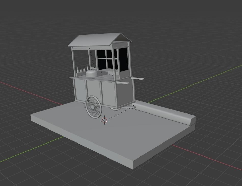 Street food cart Low-poly 3D model_6