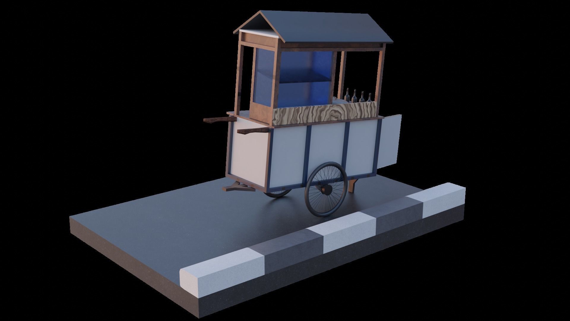 Street food cart Low-poly 3D model_3