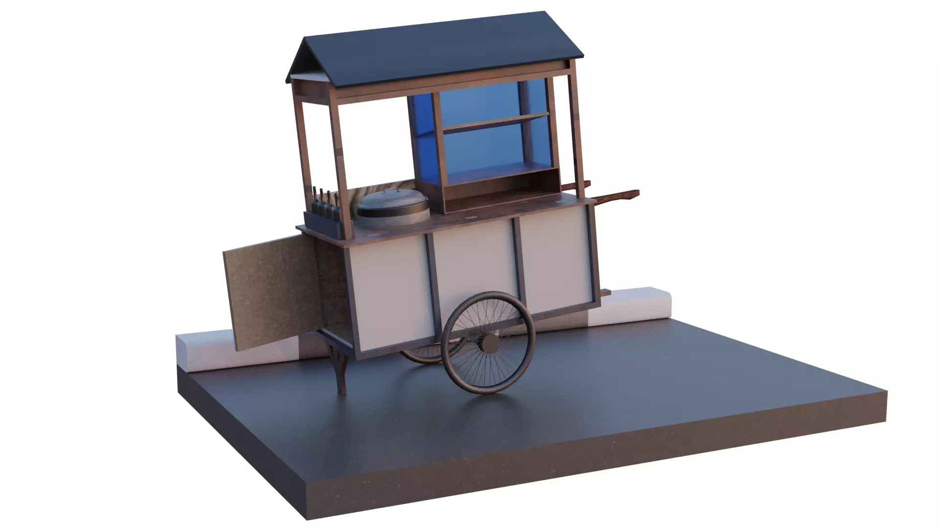 Street food cart Low-poly 3D model_0