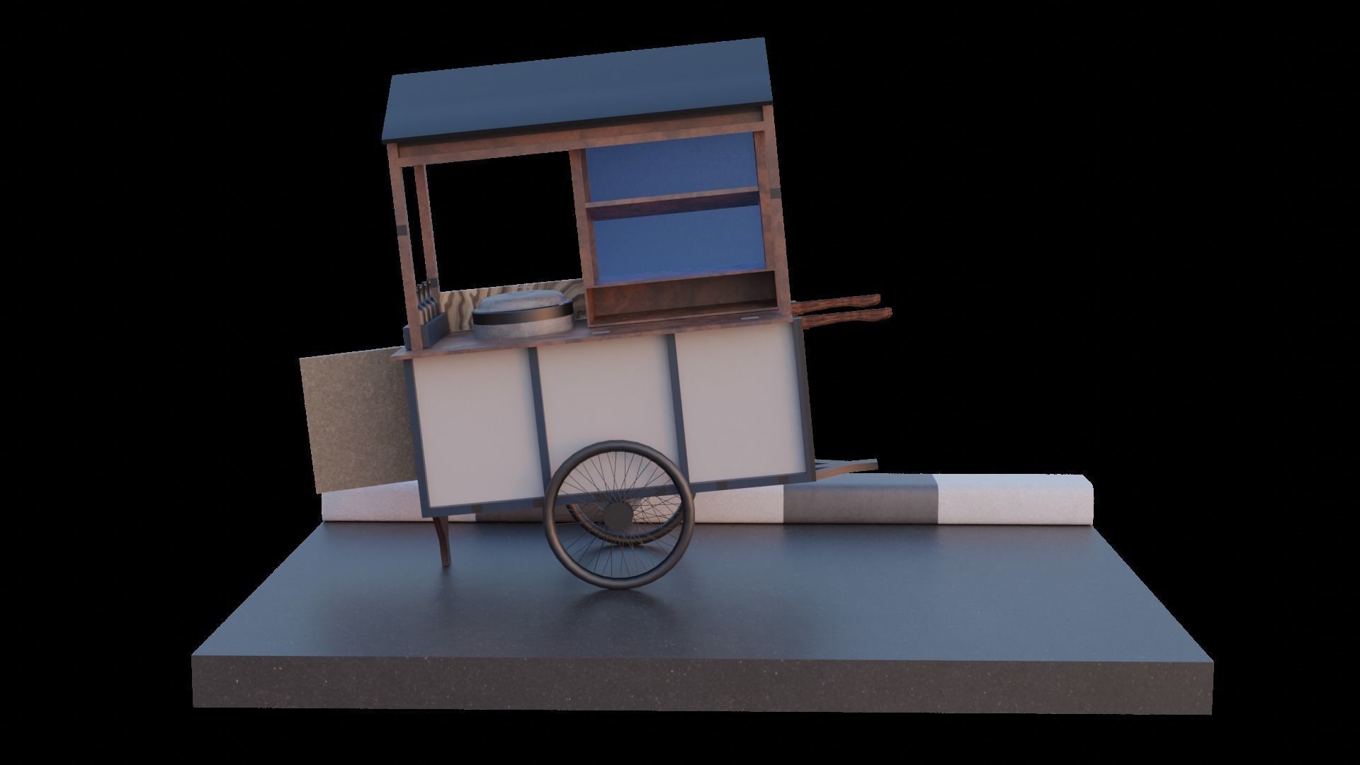 Street food cart Low-poly 3D model_1
