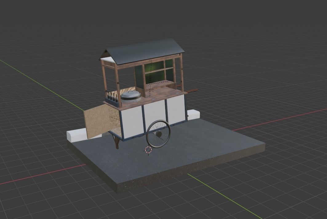 Street food cart Low-poly 3D model_4