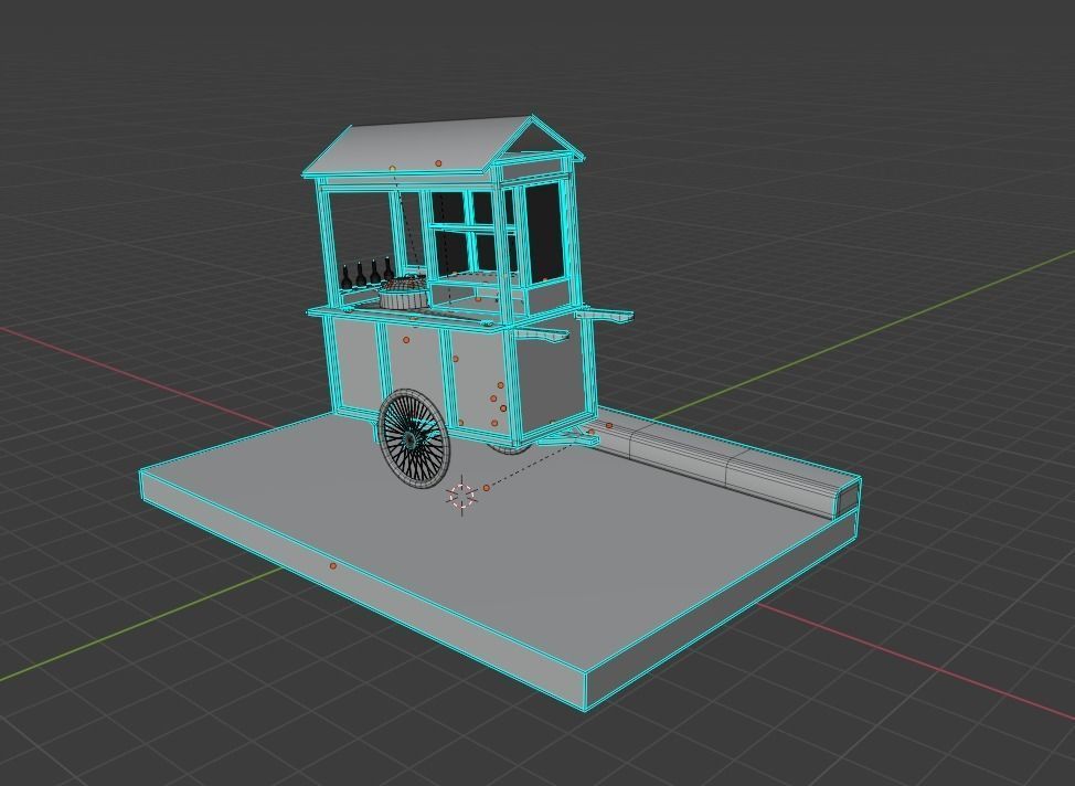 Street food cart Low-poly 3D model_7