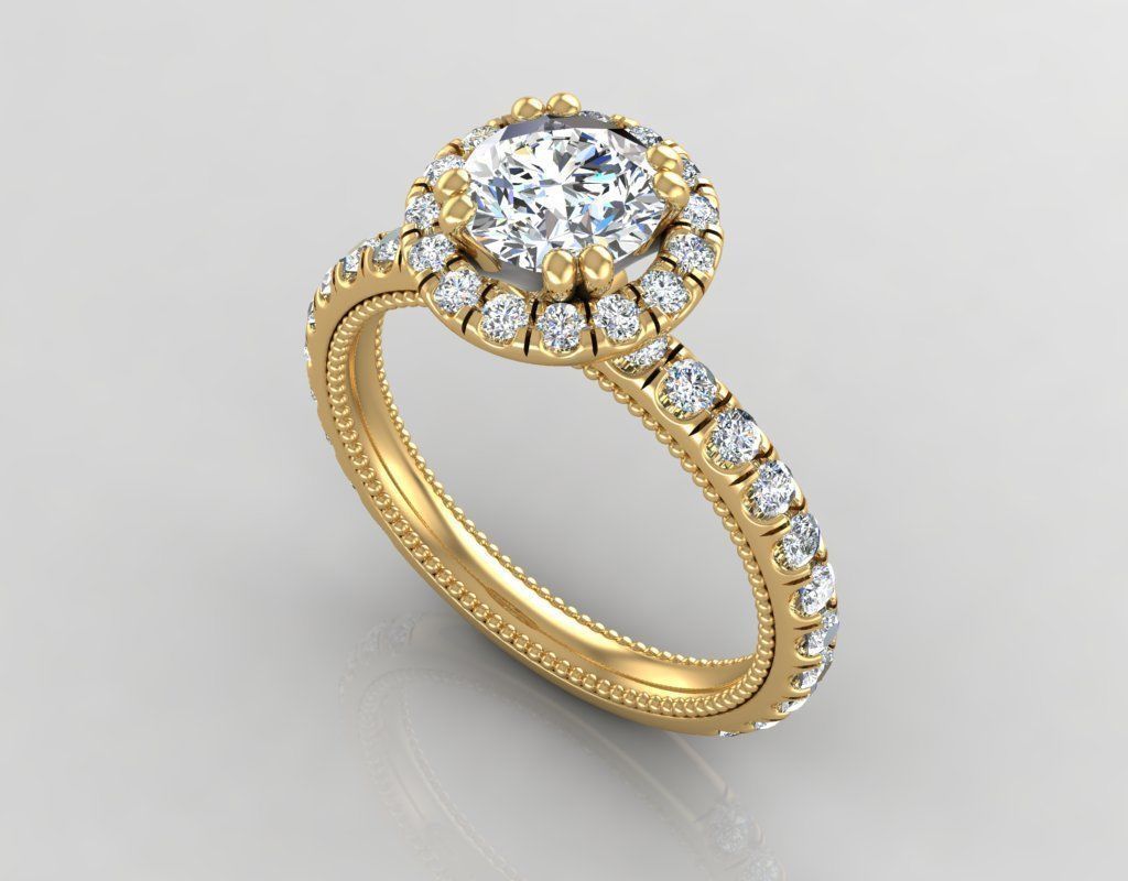Engagement halo ring 3D model_5