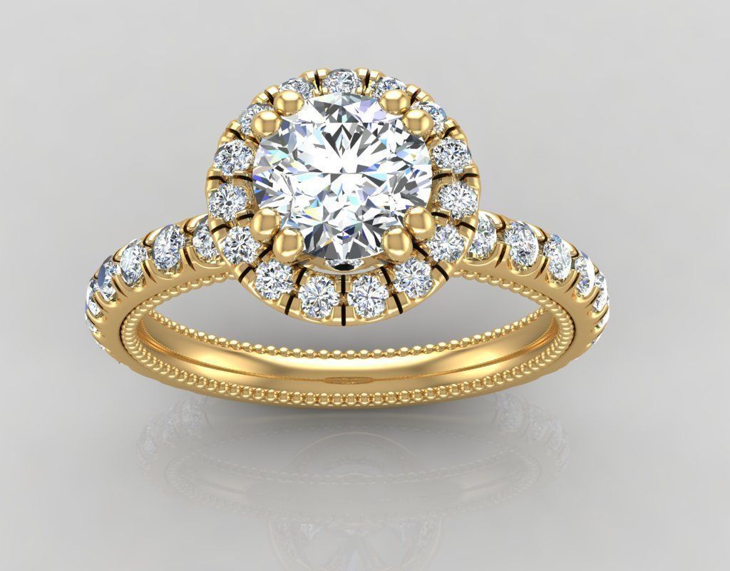 Engagement halo ring 3D model_2