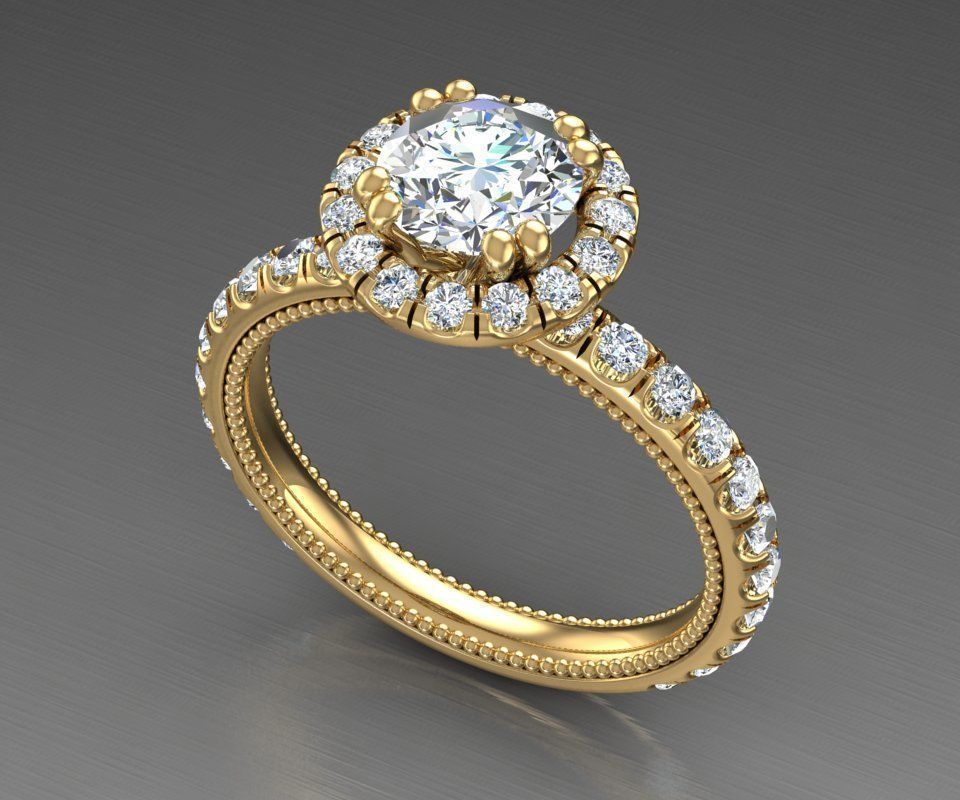 Engagement halo ring 3D model_3