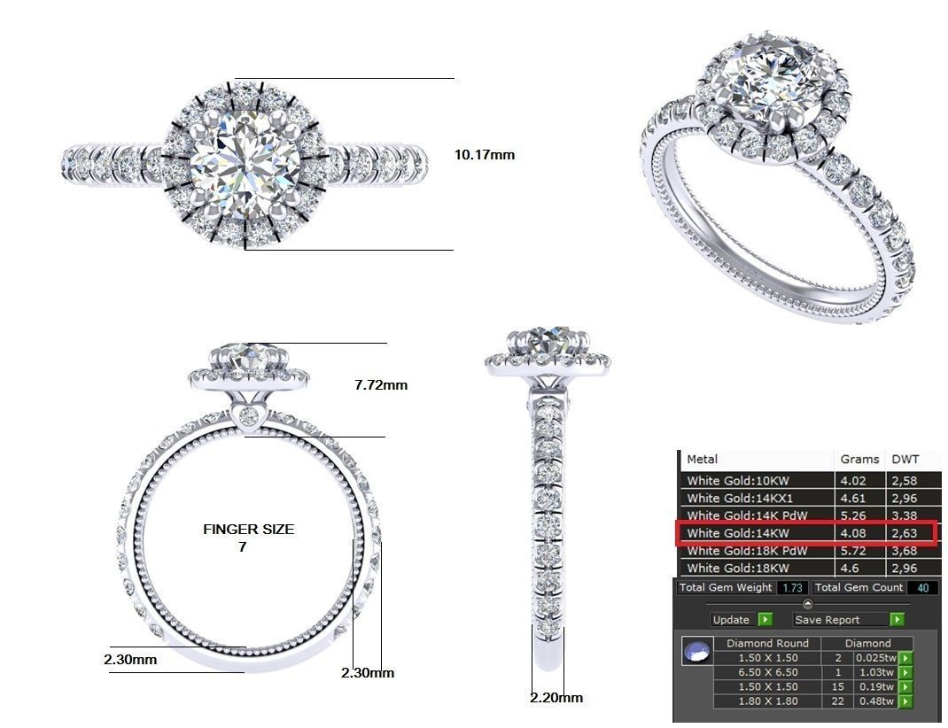 Engagement halo ring 3D model_7