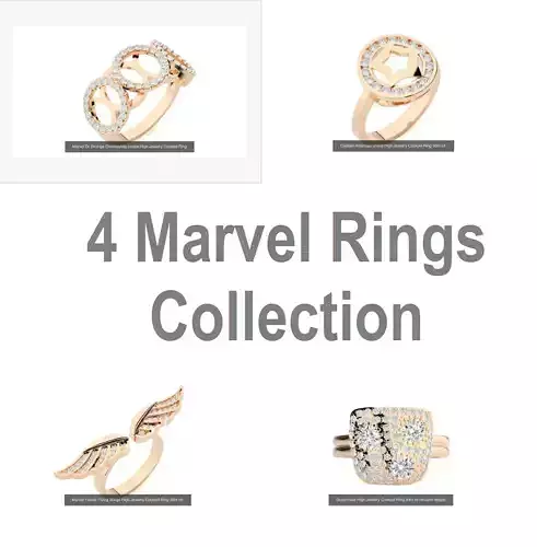 Marvel Collection Diamond Rings 3dm stl renders details 