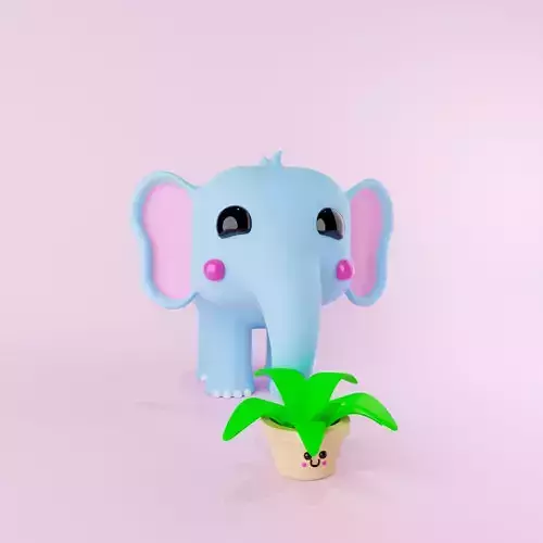 cute elephant with flower pot