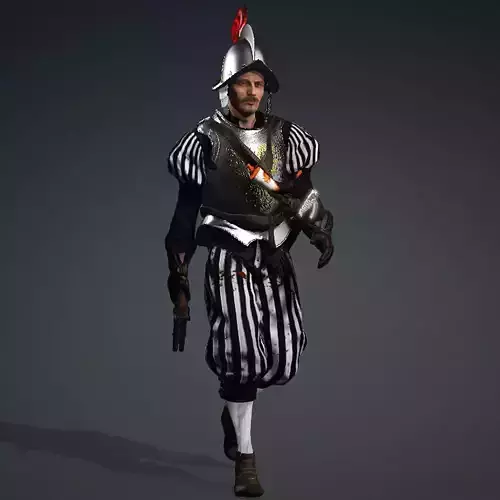 Spanish Soldier  High quality character full Rigged and Animated 3D model