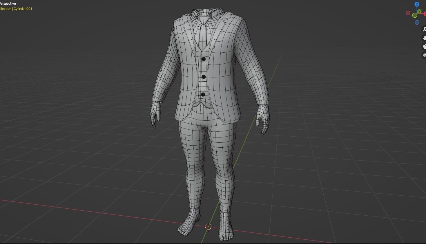 Man 3 Piece Suit with White and Black colurs Asset  3D model_9