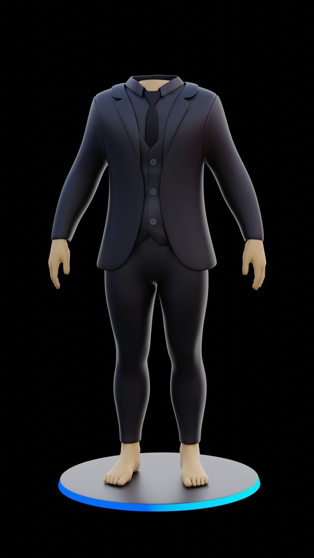 Man 3 Piece Suit with White and Black colurs Asset  3D model_5