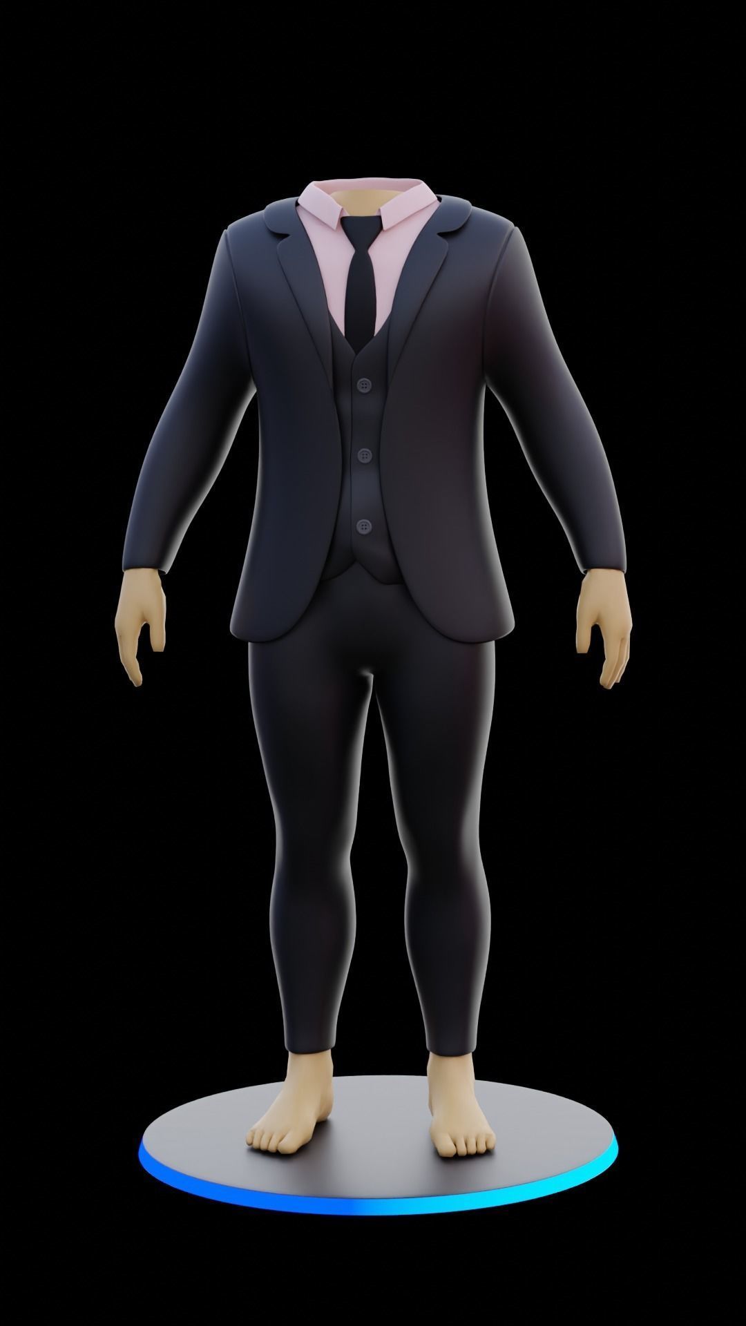 Man 3 Piece Suit with White and Black colurs Asset  3D model_4