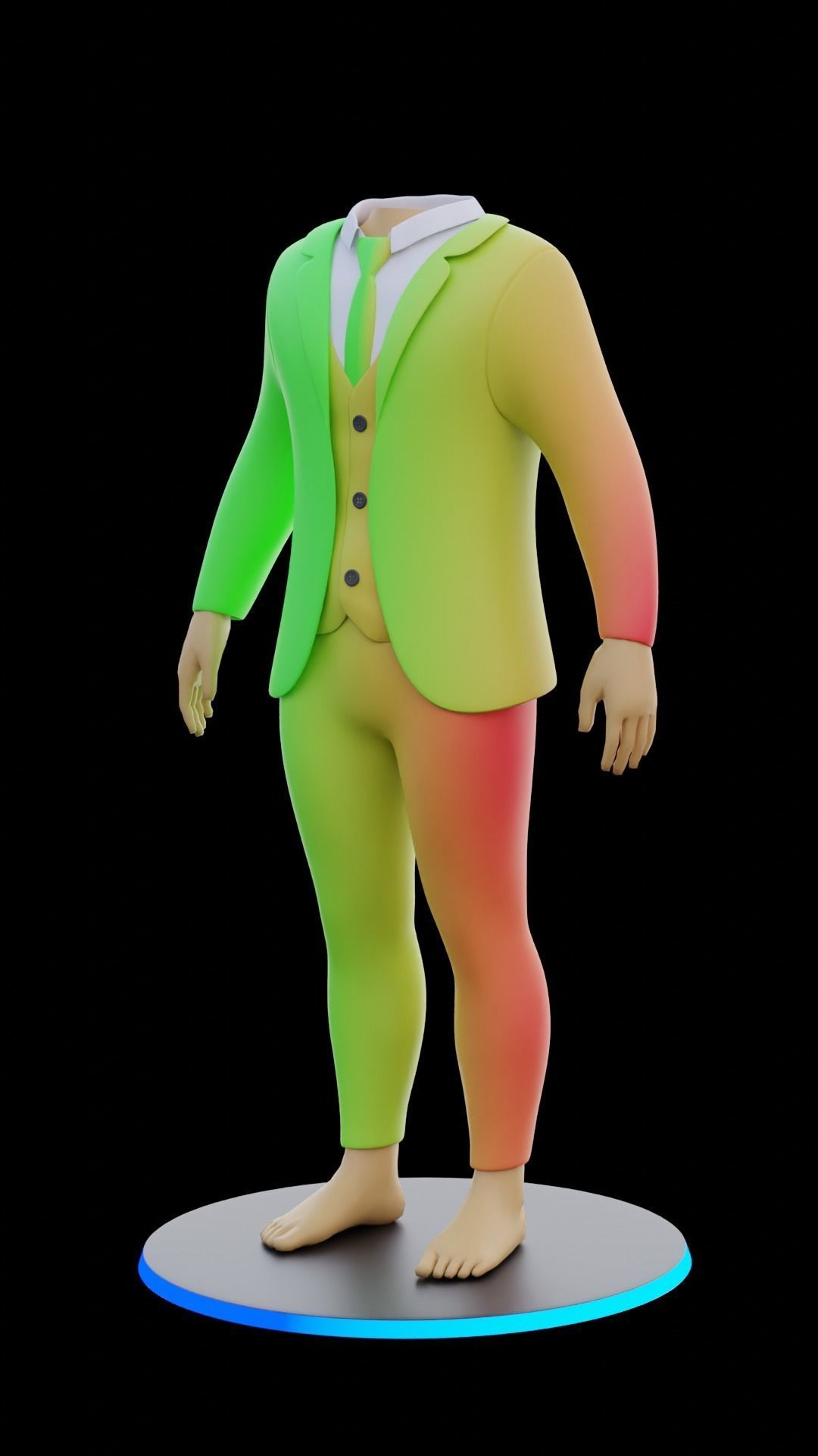 Man 3 Piece Suit with White and Black colurs Asset  3D model_8