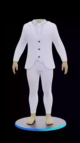 Man 3 Piece Suit with White and Black colurs Asset 