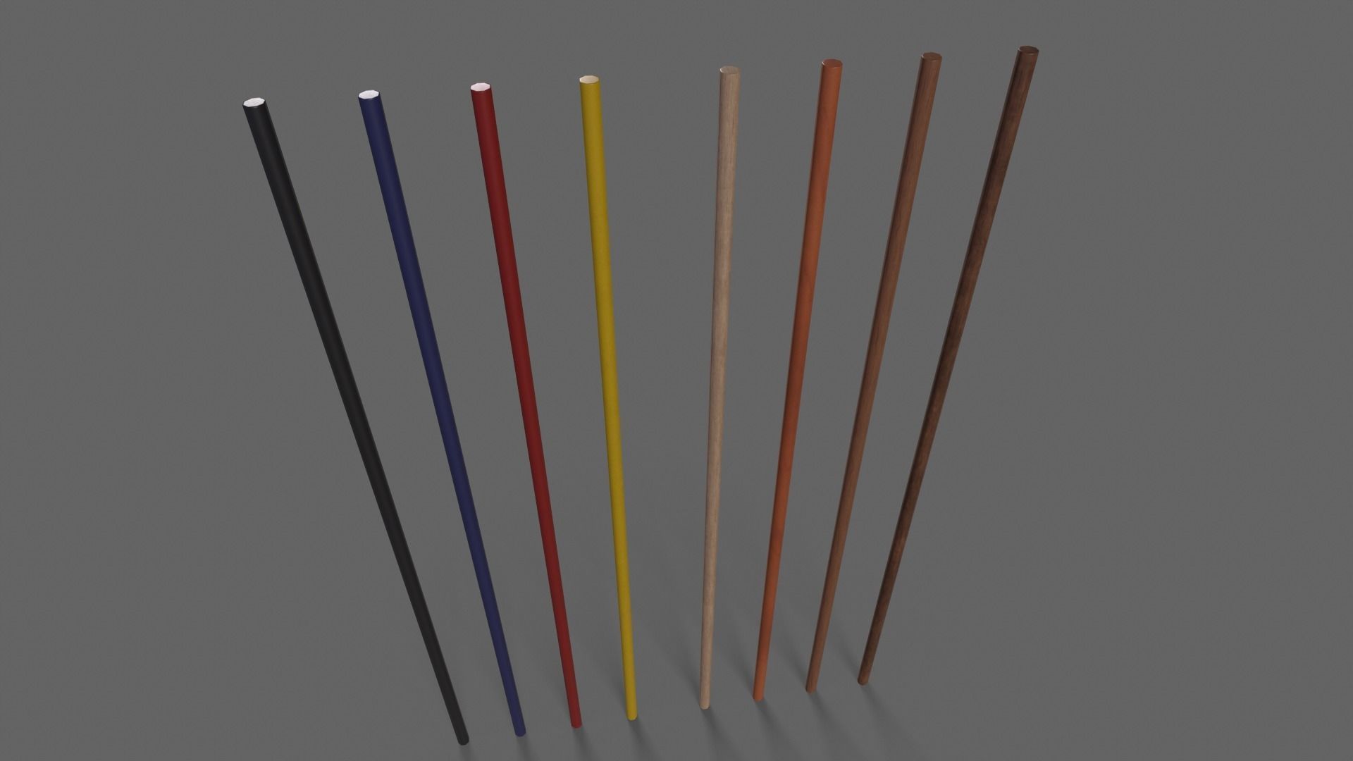 PBR Wushu Stick Low-poly 3D model_3