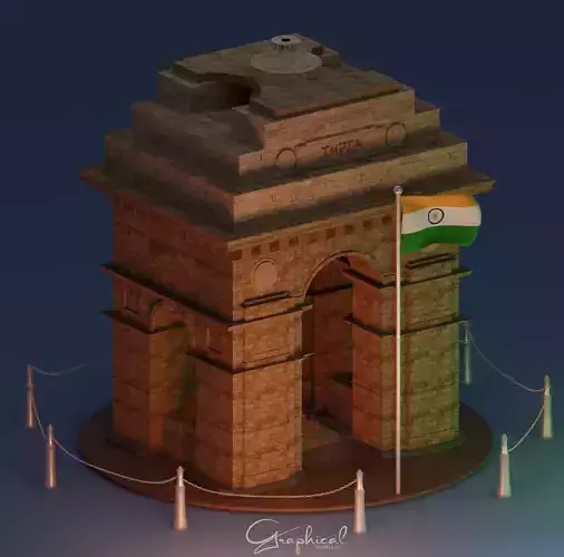 The India Gate Low-poly 3D model