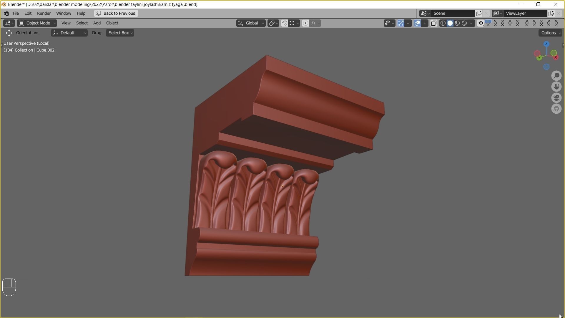 Decorative Crown Molding 3D model 001 Low-poly 3D model_3