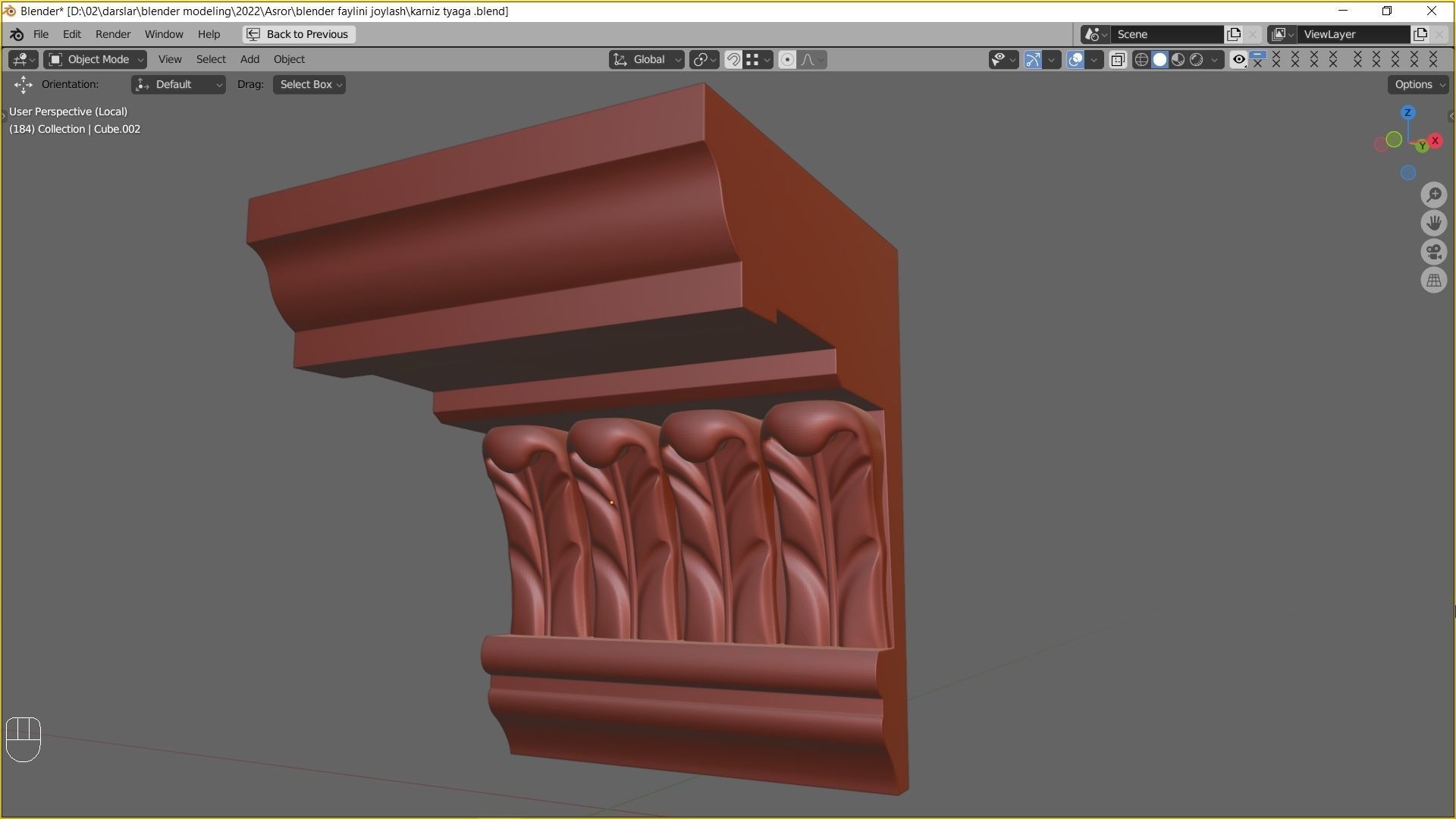 Decorative Crown Molding 3D model 001 Low-poly 3D model_4
