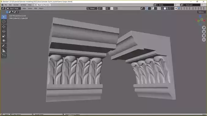 Decorative Crown Molding 3D model 001 Low-poly 3D model